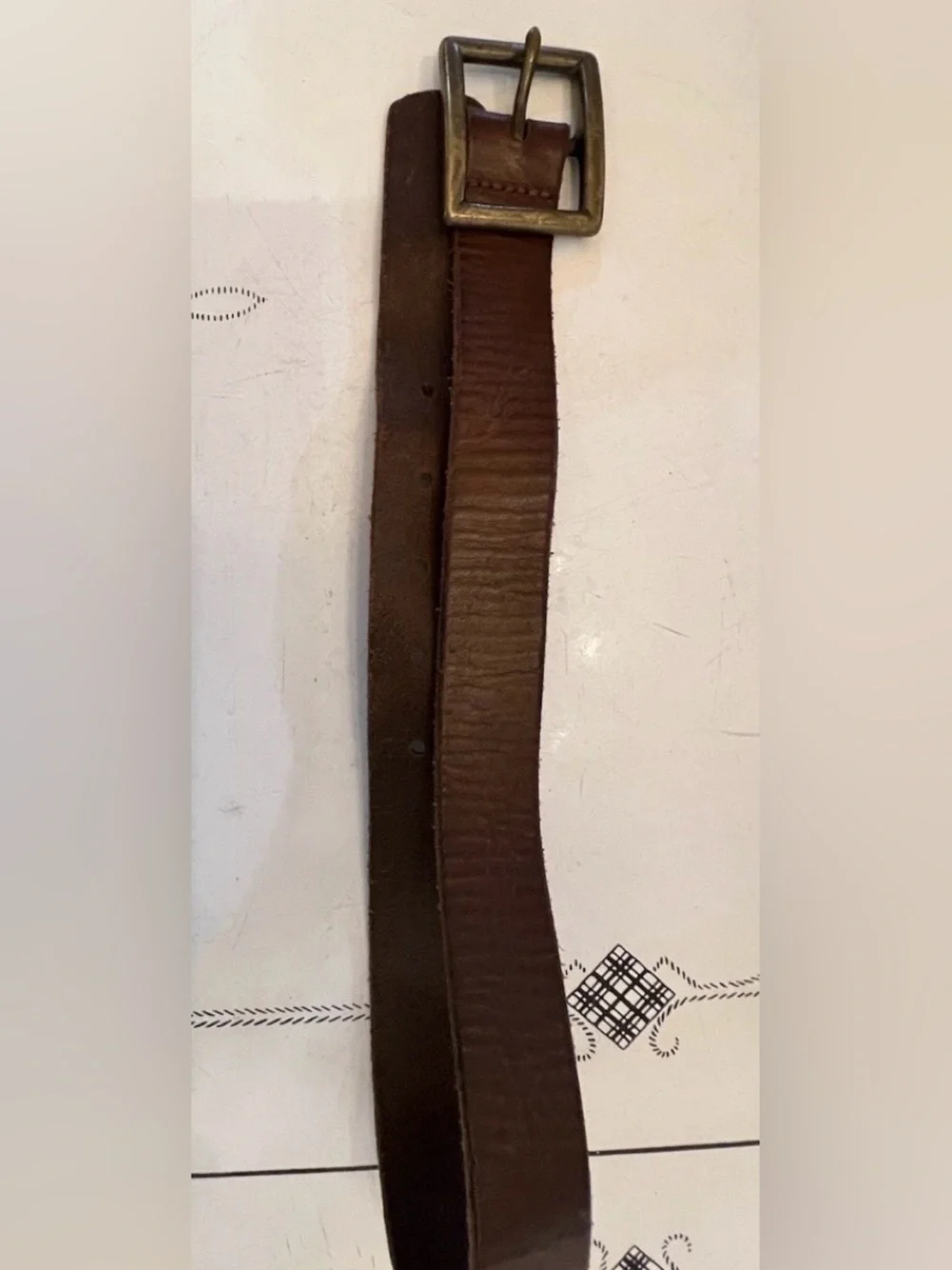 GAP KIDS Brown Bonded Leather Belt - Made in USA Size M (27”) Solid Brass Buckle